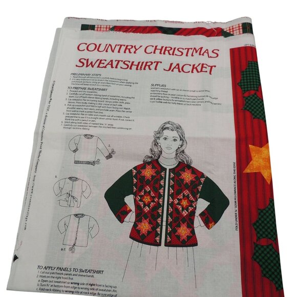 Dream Spinners Country Christmas Sweat shirt Jacket cut and sew - Picture 1 of 1